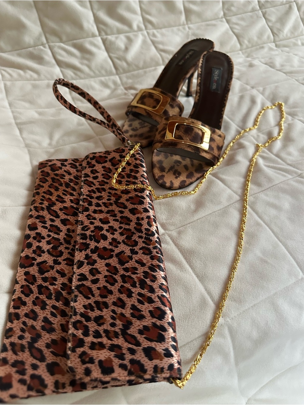 Style & Co. Leopard Print Heeled Sandals with Gold Buckle